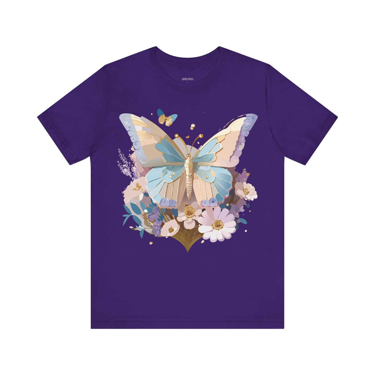 Natural Cotton Tee Shirt with Butterfly