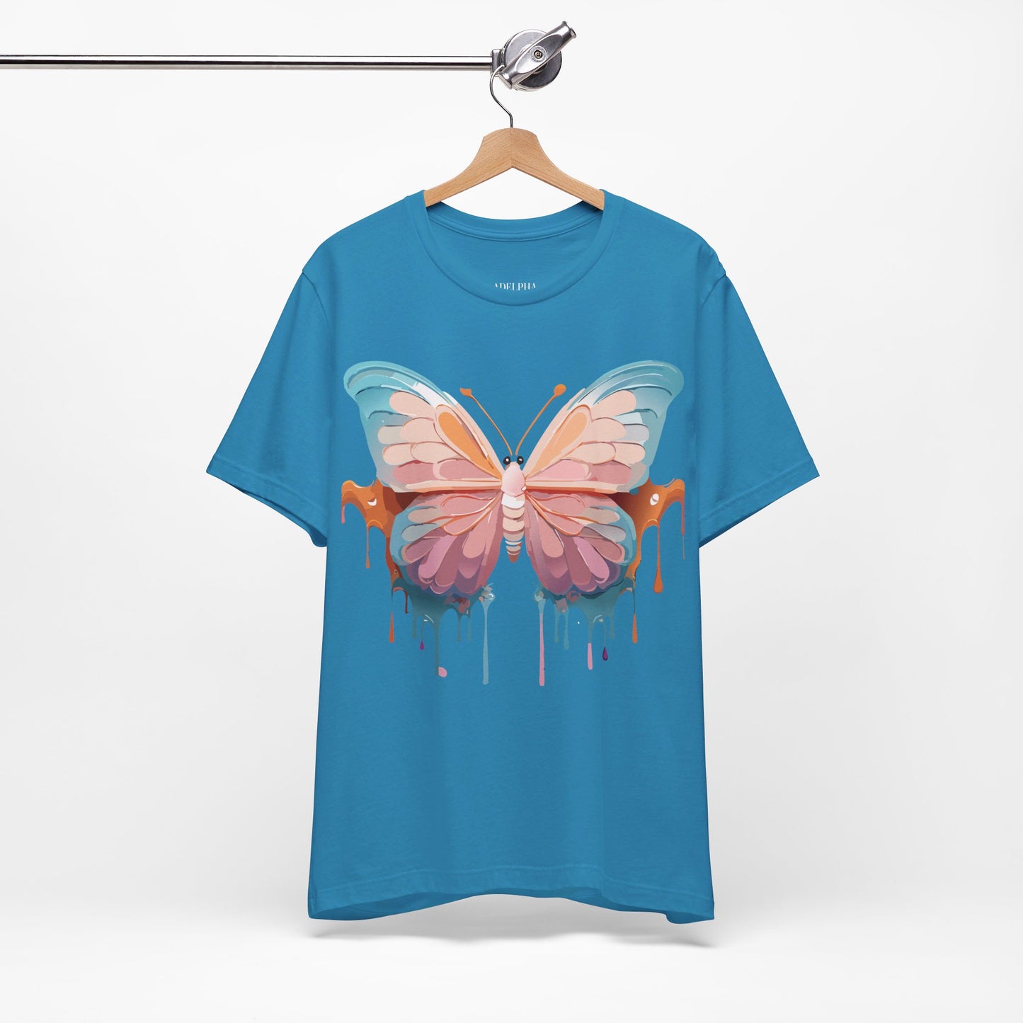 Natural Cotton Tee Shirt with Butterfly