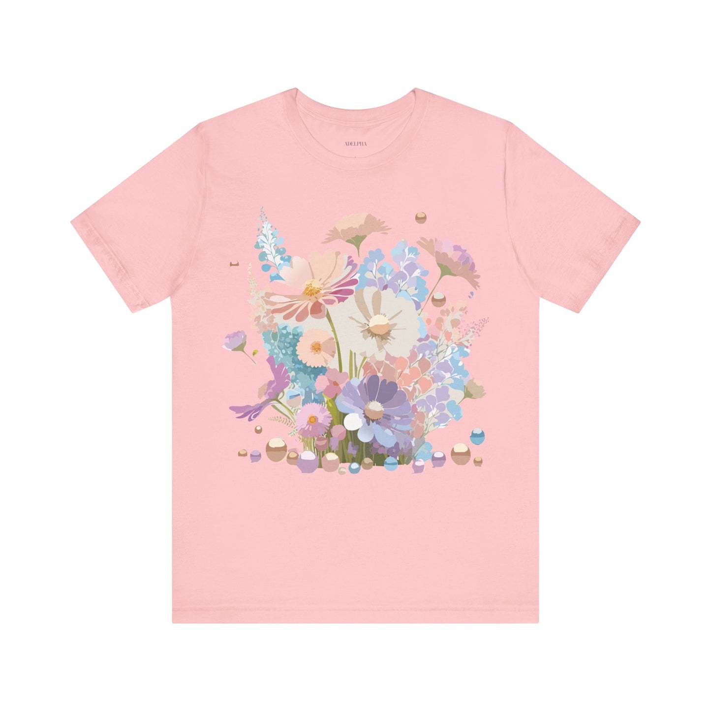 Natural Cotton Tee Shirt with Flowers