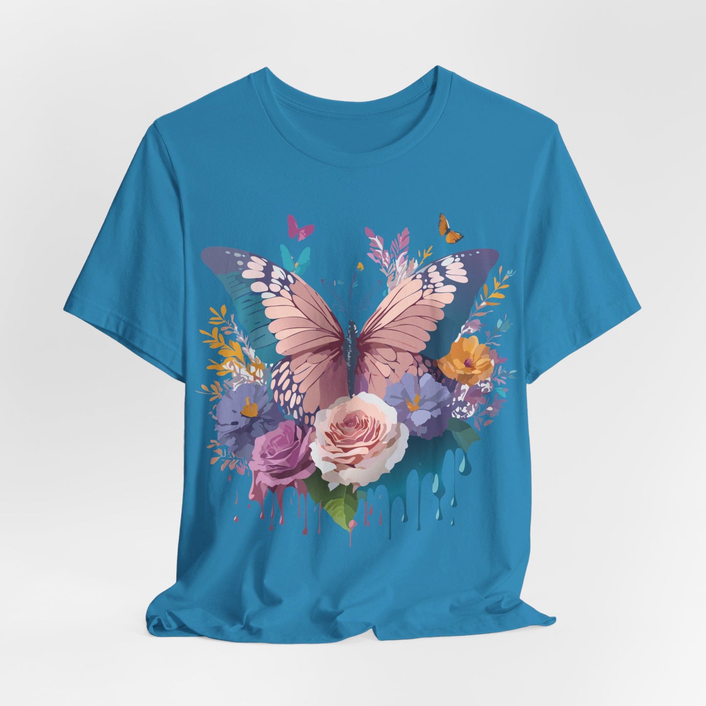 Natural Cotton Tee Shirt with Butterfly