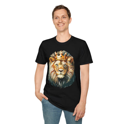 Unisex Lion Print T Shirt Softstyle 64000 One Hundred Percent Ring Spun Cotton