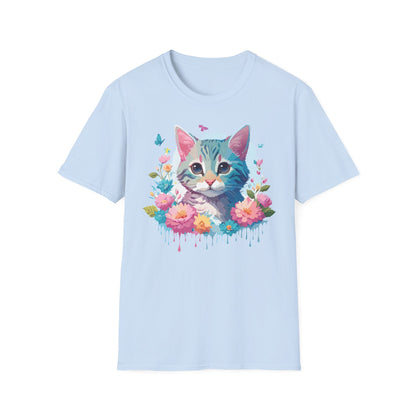 Cat Shirt Unisex Tee Kitten Cat Tee Softstyle 100 Percent Cotton Gildan 64000