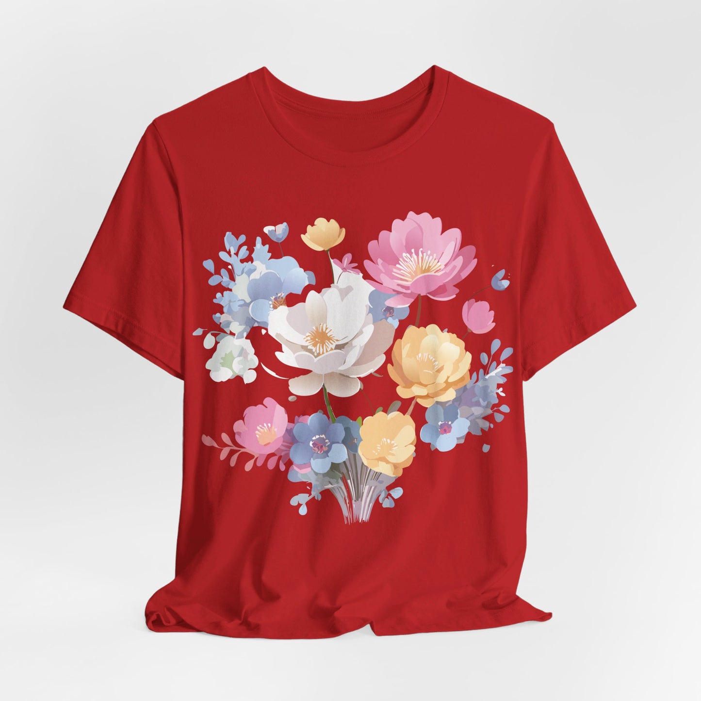 Natural Cotton Tee Shirt with Flowers