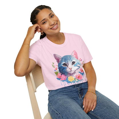 Cat Shirt Unisex Cat Tee Kitten Print Gildan Softstyle 64000