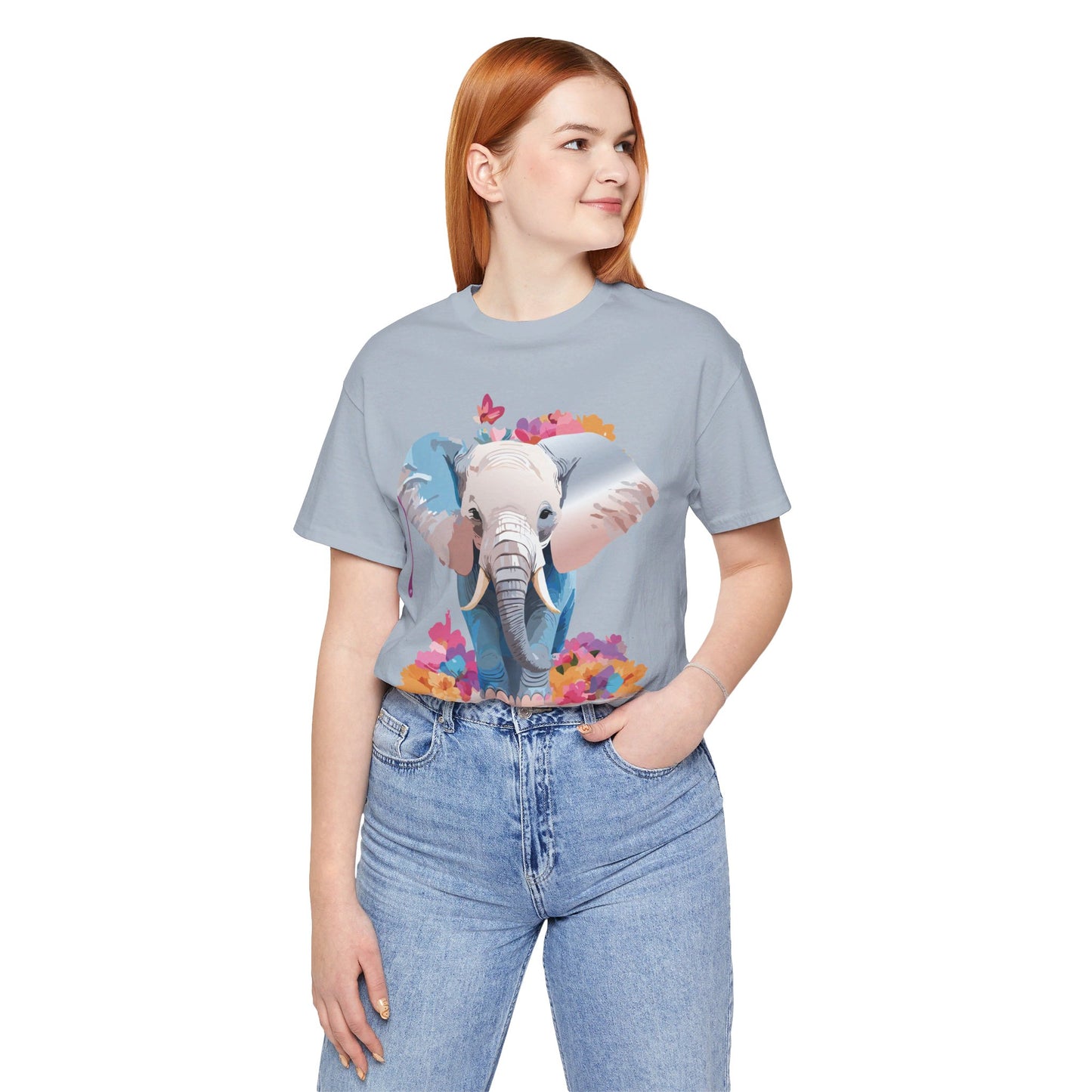 Natural Cotton Tee Shirt with Elephant