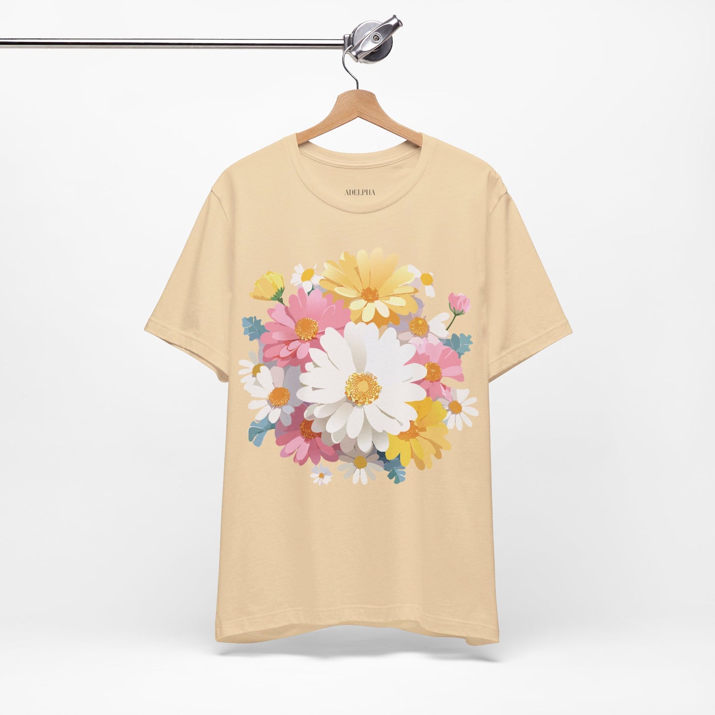 T-shirt en coton naturel avec fleurs