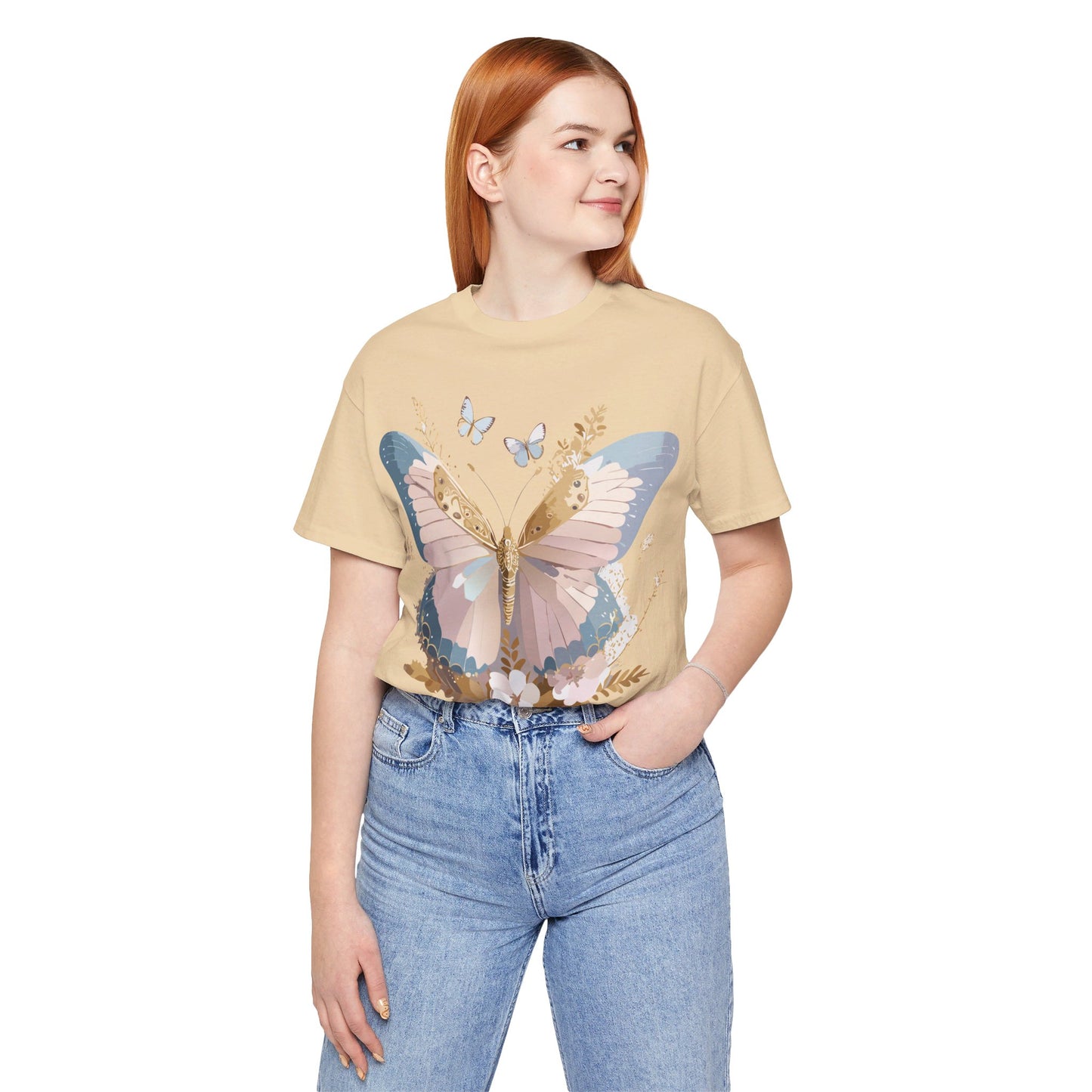 T-shirt en coton naturel avec papillon