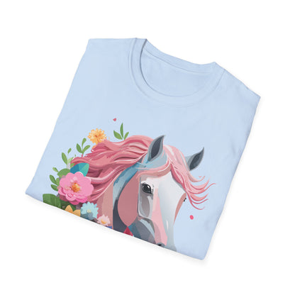 Unisex Horse Shirt Softstyle Cotton Tee With Animal Print Design