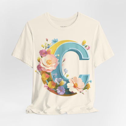 Natural Cotton Tee Shirt - Letters Collection - C Printify