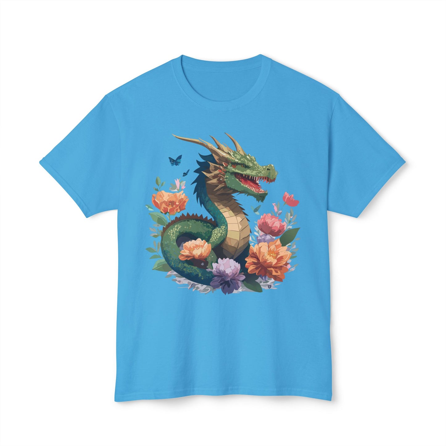 Dragon T-Shirt, Vintage Dragon Tee, Floral Tees, Dragon Art Design Shirt, Tee Shirt with Dragon 6