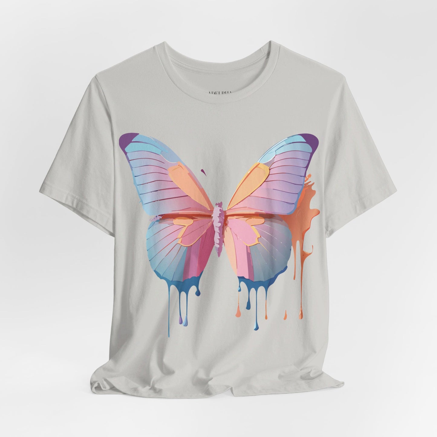 Natural Cotton Tee Shirt with Butterfly