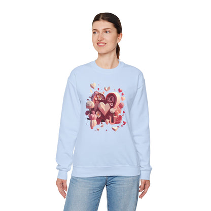 Unisex Floral Big Heart Sweatshirt Love Floral Valentine Day Cotton Poly Blend