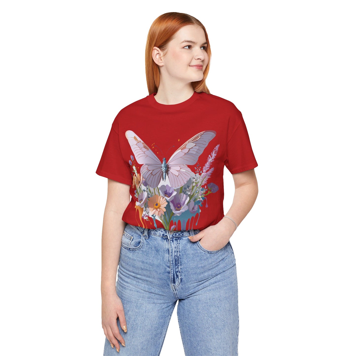 Natural Cotton Tee Shirt with Butterfly