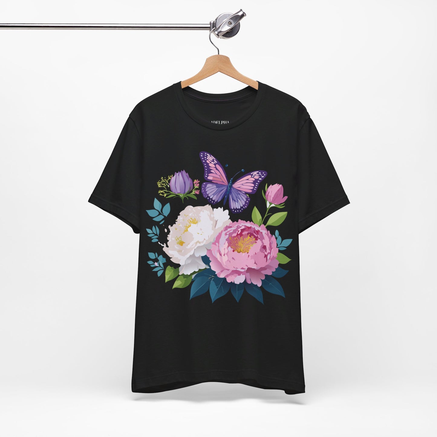 T-shirt en coton naturel avec fleurs