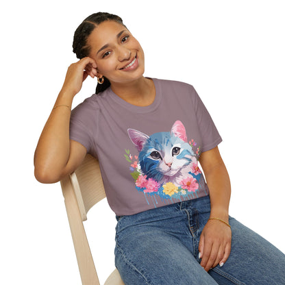 Cat Shirt Unisex Cat Tee Kitten Print Gildan Softstyle 64000