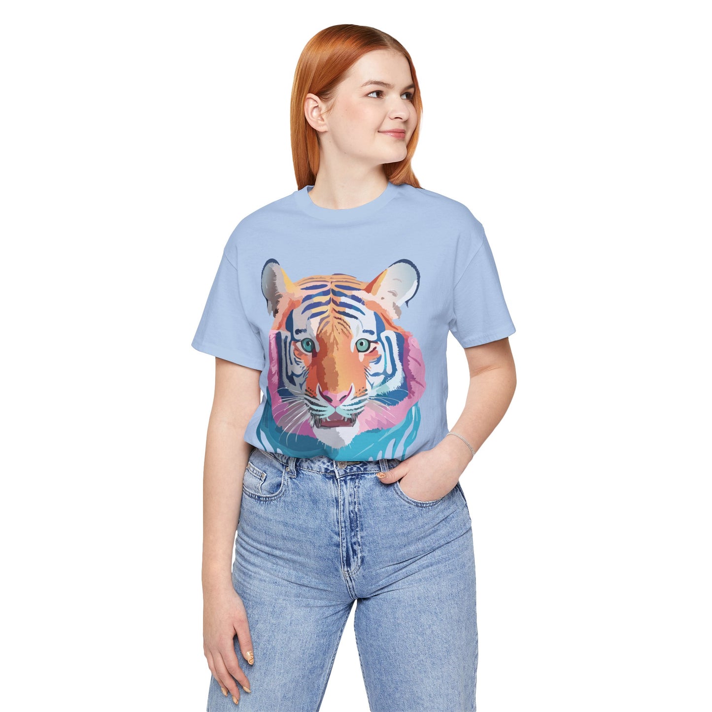 Natural Cotton Tee Shirt with Tiger