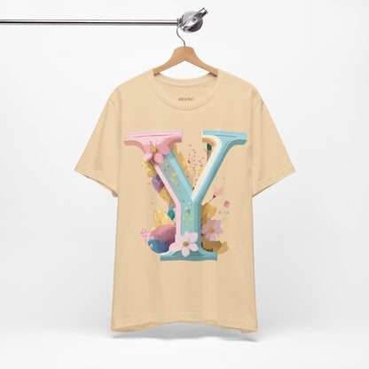 Natural Cotton Tee Shirt - Letters Collection - Y Printify