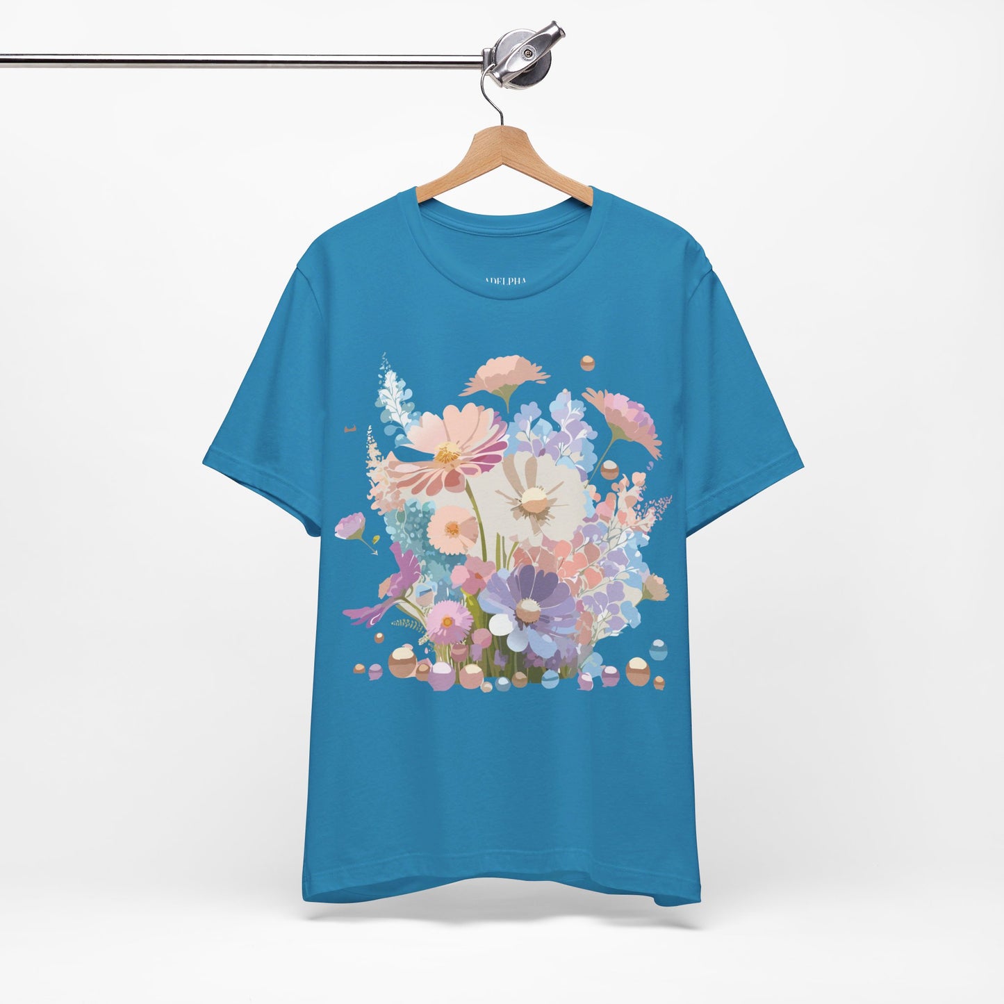 T-shirt en coton naturel avec fleurs