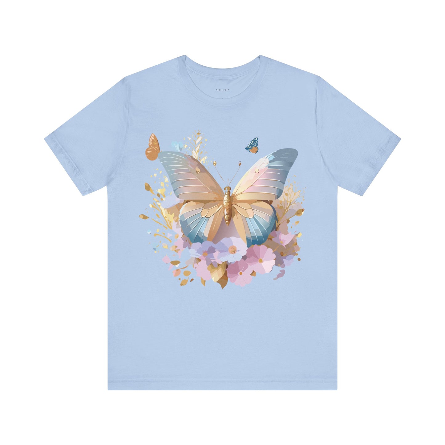 Natural Cotton Tee Shirt with Butterfly