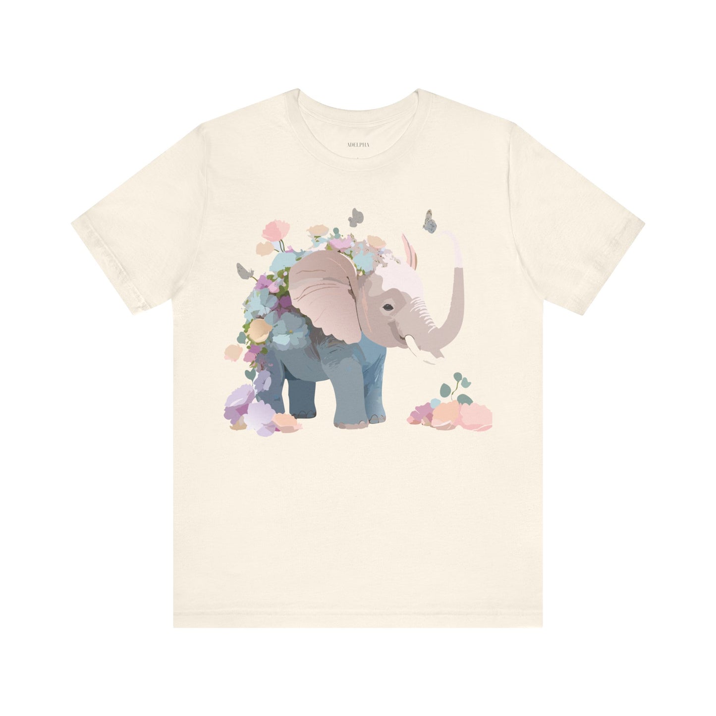 Natural Cotton Tee Shirt with Elephant