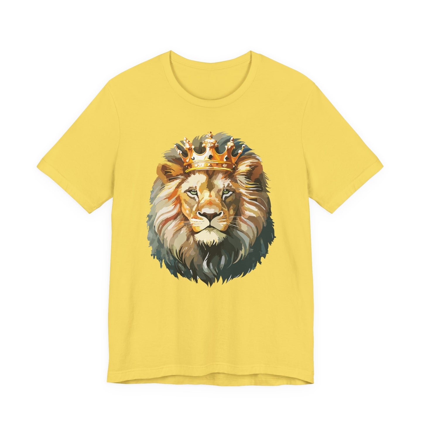 Lion with Crown Tee Unisex Cotton T-Shirt Regal King Lion Illustration, Wildlife Graphic Shirt - 1