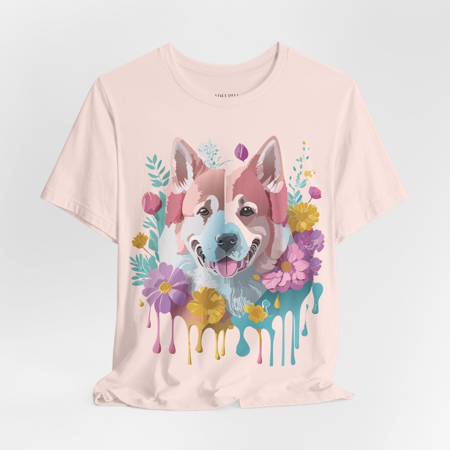 Natural Cotton Tee Shirt with Dog