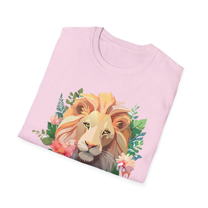 Gildan Unisex Lion Shirt Floral Lion Tee Animal Print Softstyle Tee