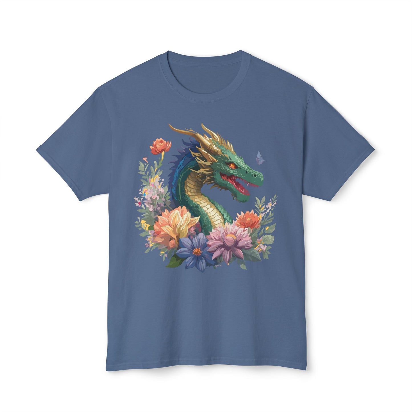 Dragon T-Shirt, Vintage Dragon Tee, Floral Tees, Dragon Art Design Shirt, Tee Shirt with Dragon 5