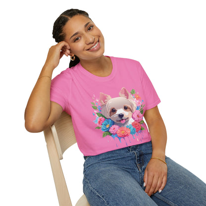 Unisex Gildan Softstyle Animal Print Dog Shirt Tee 100 Percent Cotton