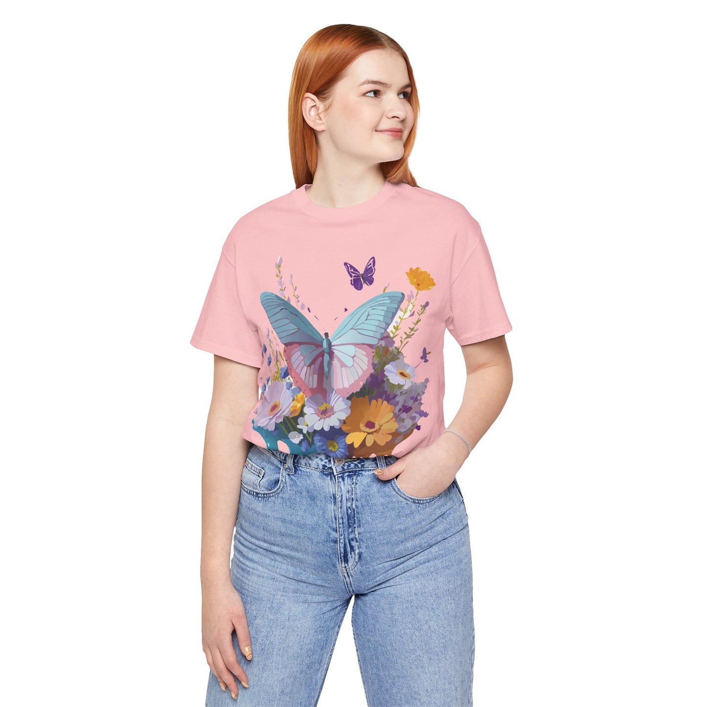 T-shirt en coton naturel avec papillon