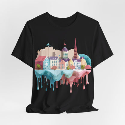 Natural Cotton Tee Shirt - Beautiful Places Collection - Warnemünde and Rostock - Germany Printify
