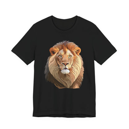 Safari Lion Head Illustration T-Shirt Unisex Cotton Realistic Lion Portrait Tee 3