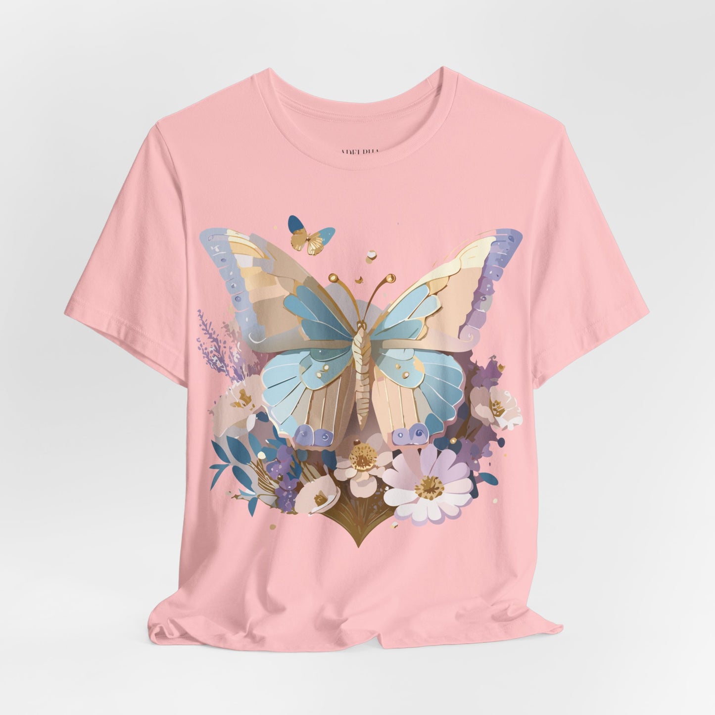 Natural Cotton Tee Shirt with Butterfly