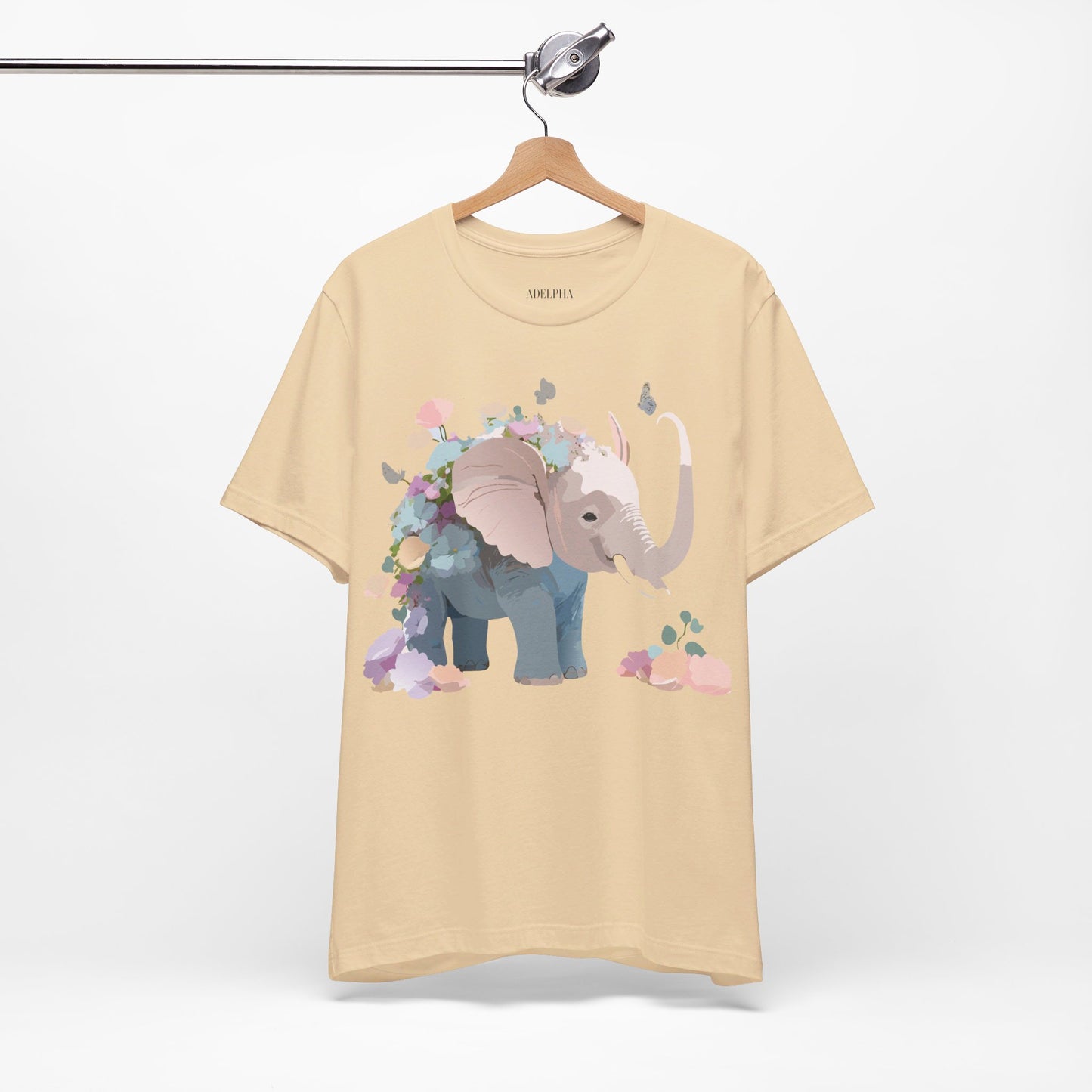 Natural Cotton Tee Shirt with Elephant