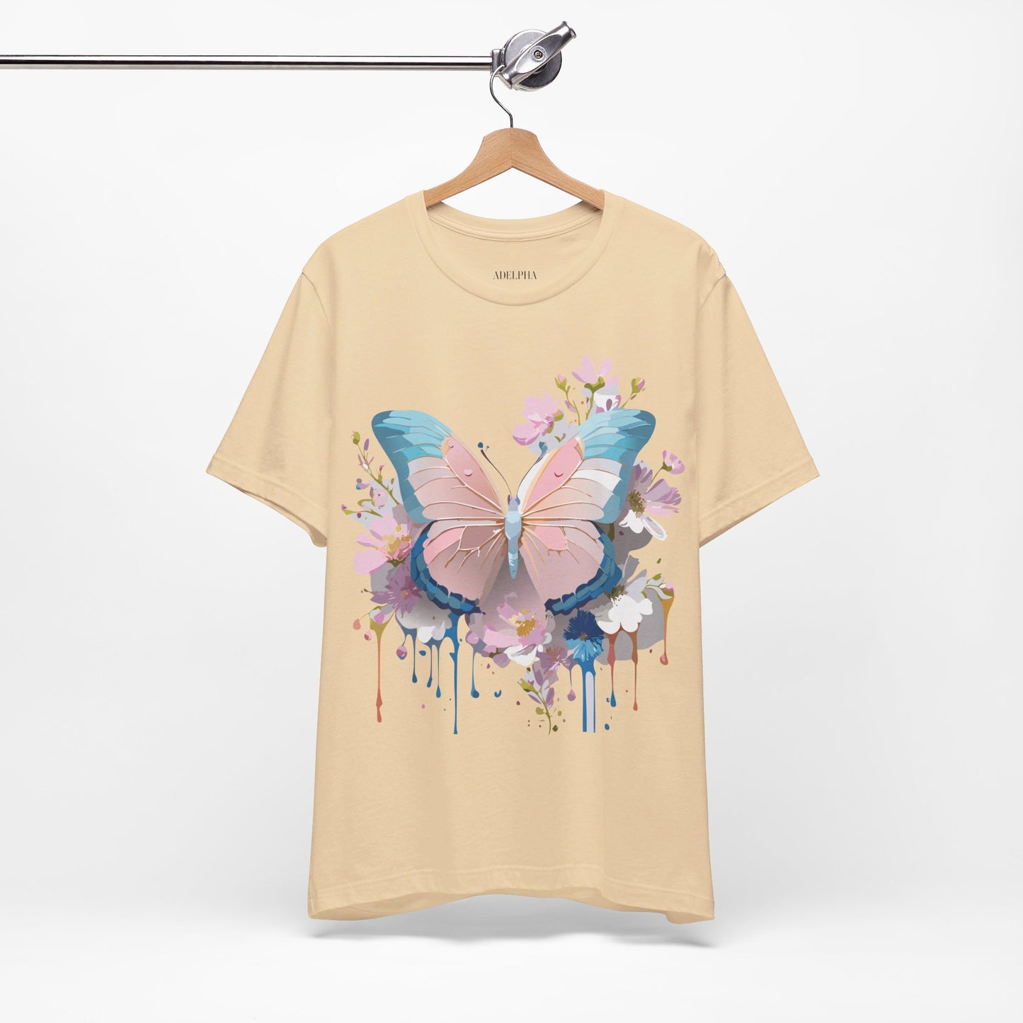 Natural Cotton Tee Shirt with Butterfly