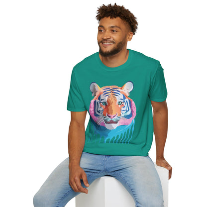 Tiger Print Unisex Softstyle Breathable Cotton Tee 64000 Gildan Shirt