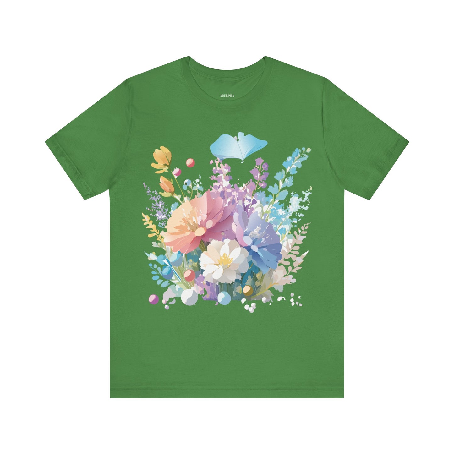 Natural Cotton Tee Shirt with Flowers