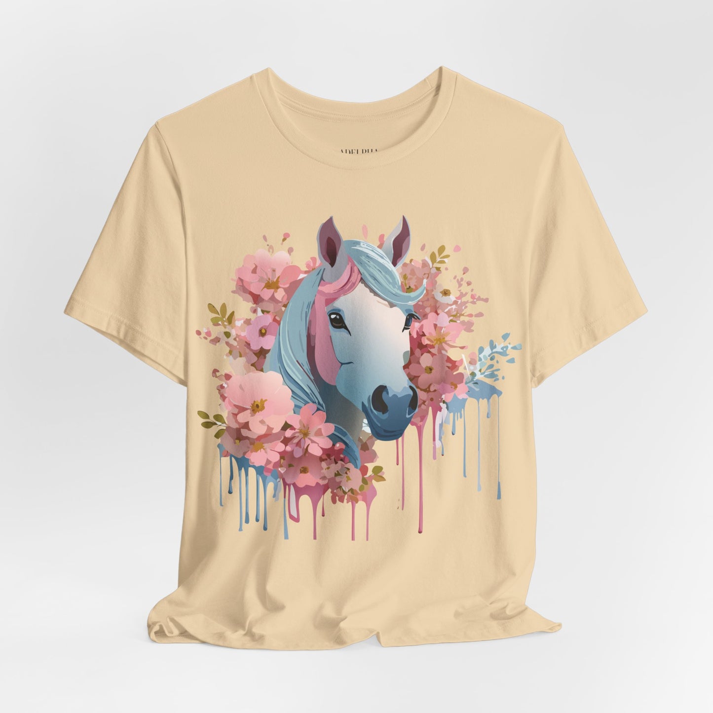 Natural Cotton Tee Shirt with Horse