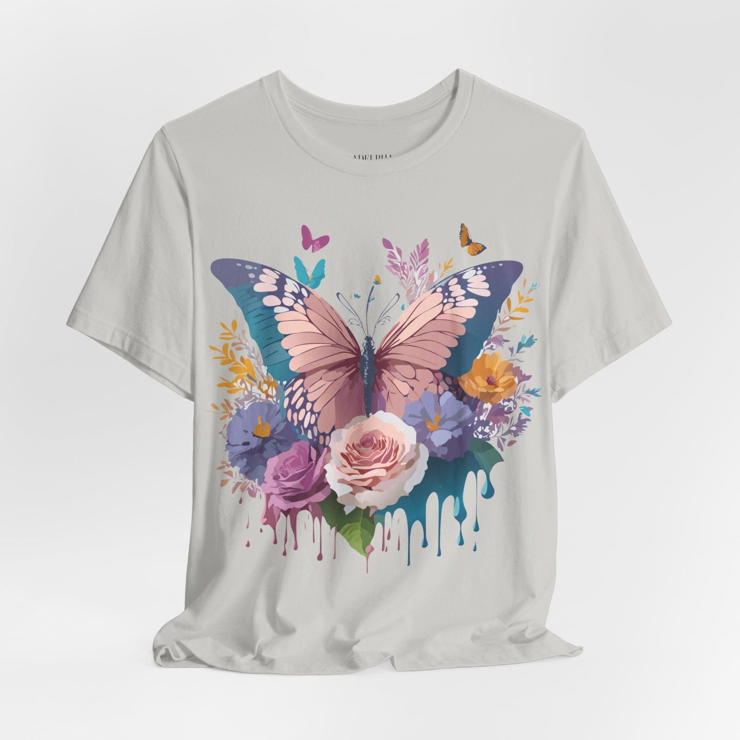 Natural Cotton Tee Shirt with Butterfly