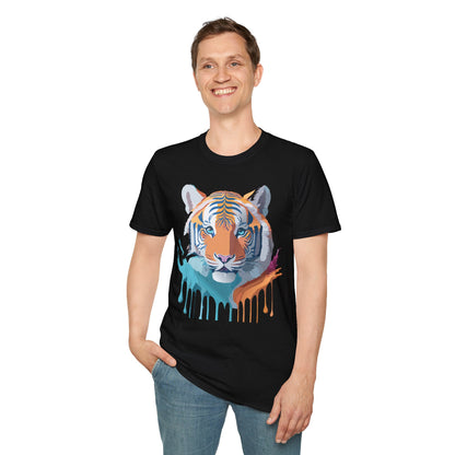 Tiger Print Shirt Unisex Softstyle Tee 100 Percent Ring Spun Cotton