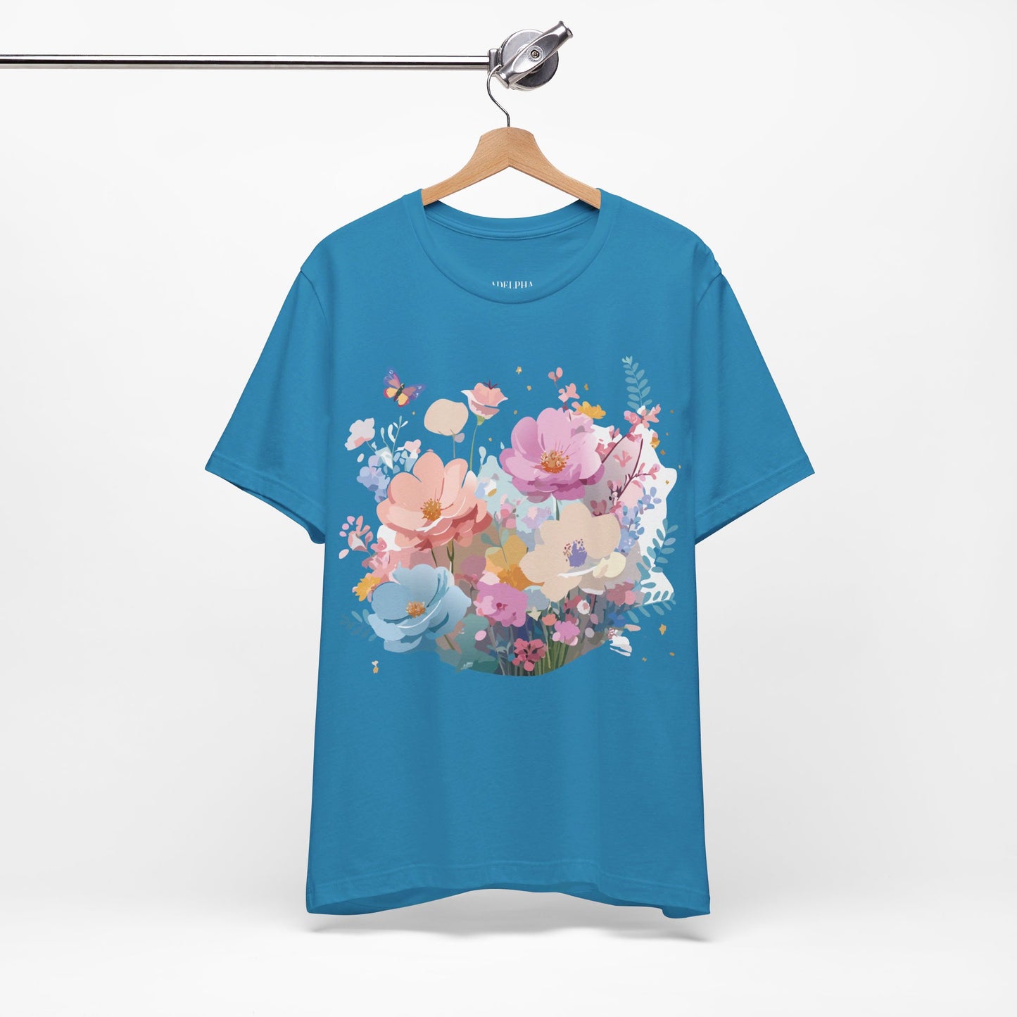 T-shirt en coton naturel avec fleurs