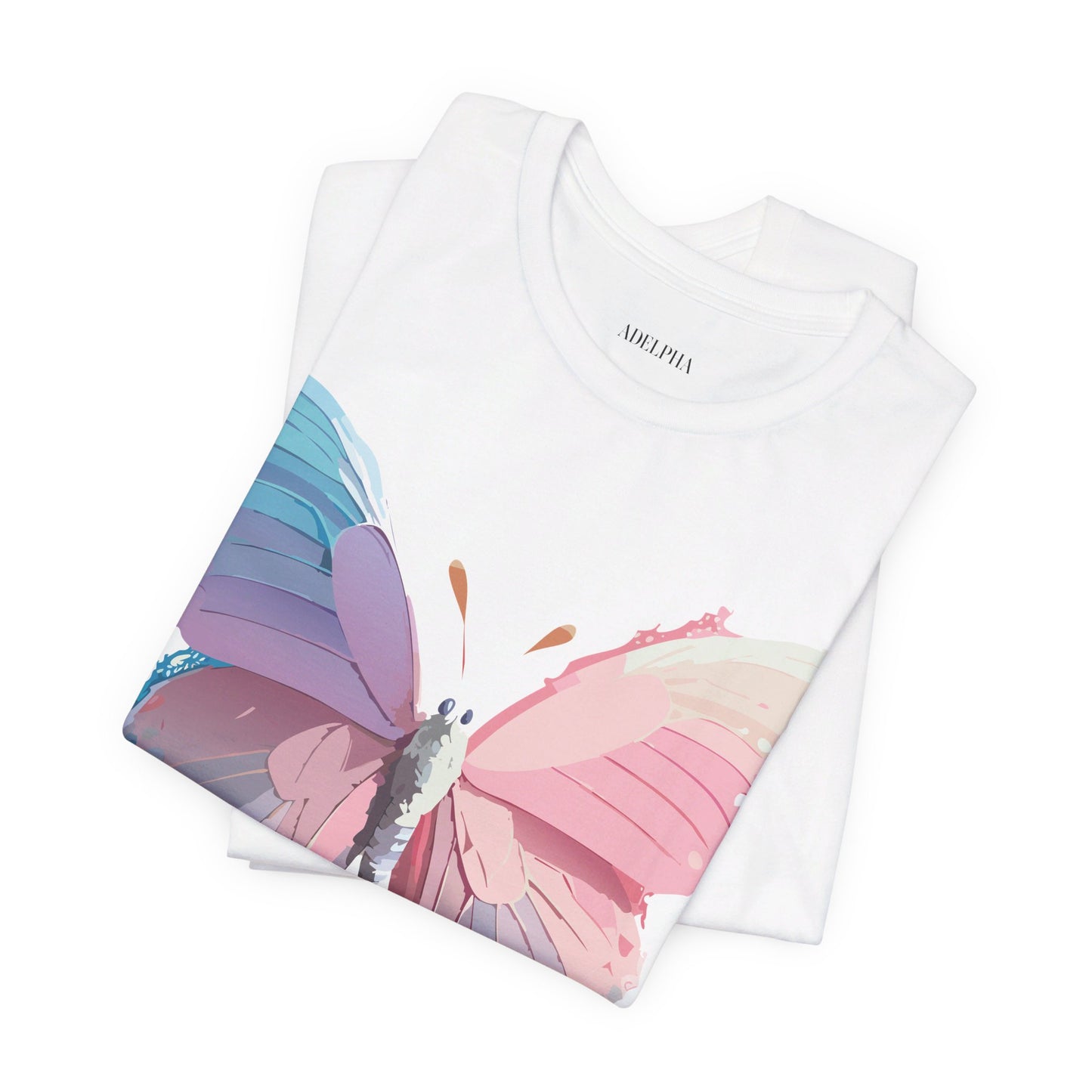 Natural Cotton Tee Shirt with Butterfly