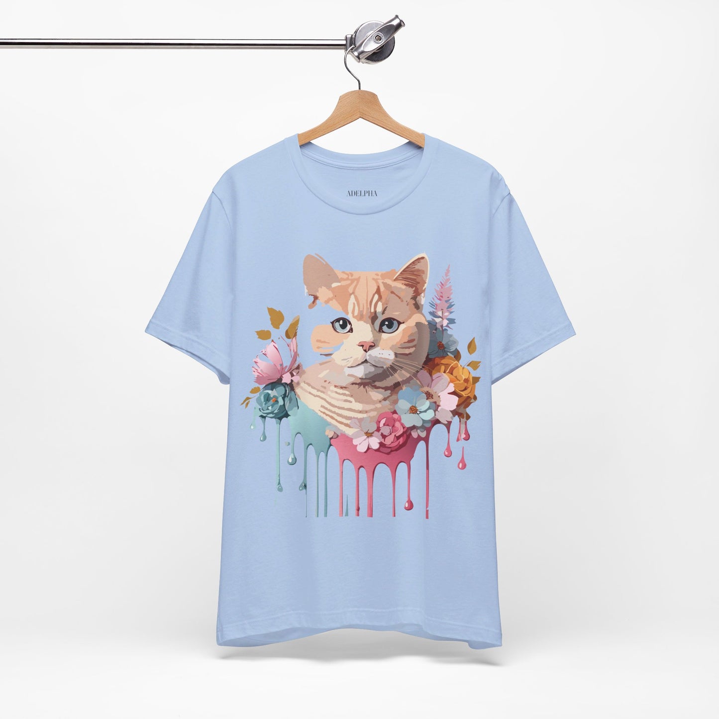 Natural Cotton Tee Shirt with Cat