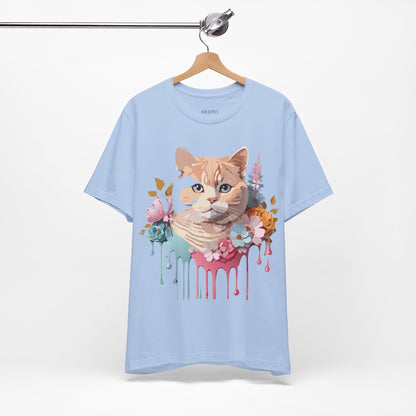 Natural Cotton Tee Shirt with Cat Printify