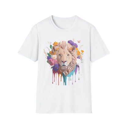 Unisex Lion Shirt Floral Lion Tee Softstyle 64000 Gildan Cotton Tee