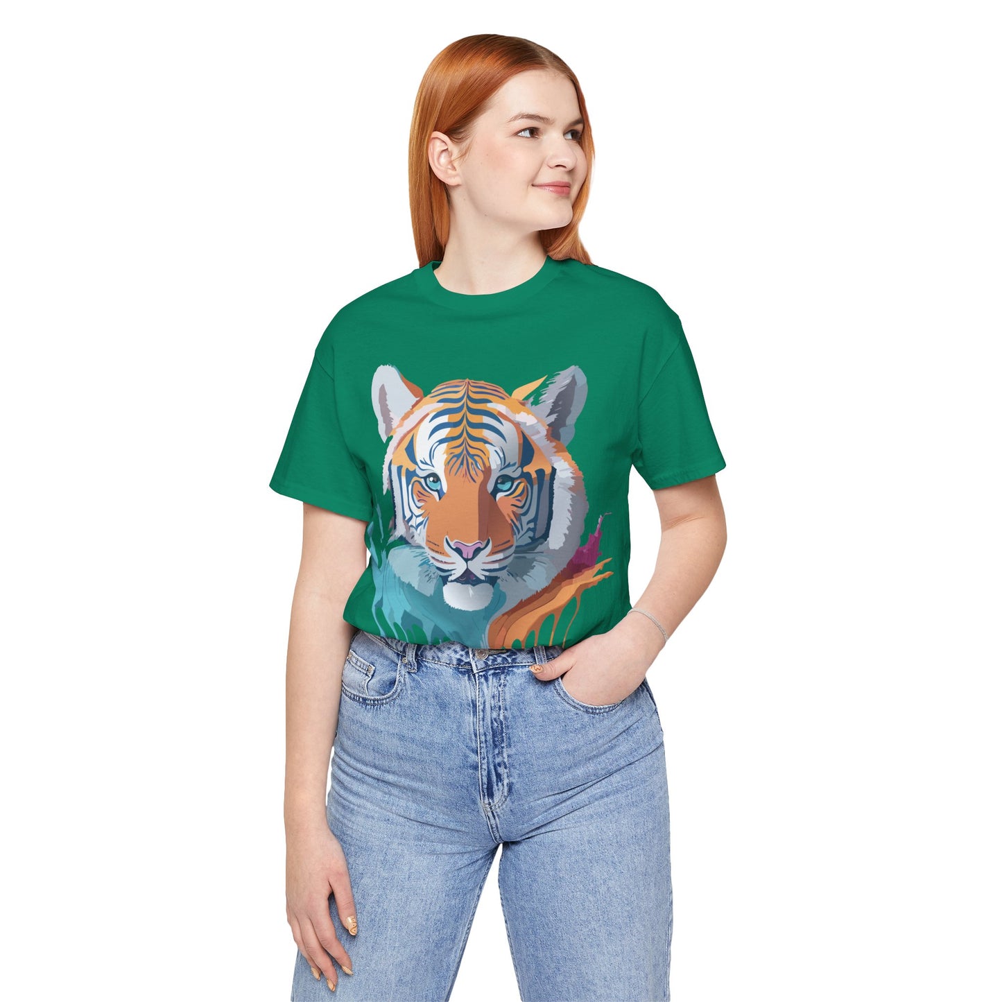 Natural Cotton Tee Shirt with Tiger