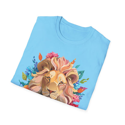 Lion Shirt Unisex Floral Lion Tee Gildan Softstyle 64000 Lightweight Cotton Tee