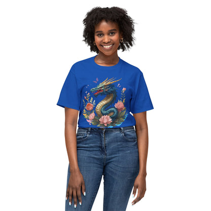 Unisex Dragon T Shirt With Art Print Floral Vintage Dragon Tee