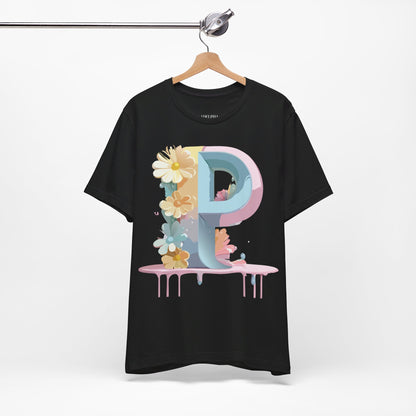 Natural Cotton Tee Shirt - Letters Collection - P Printify
