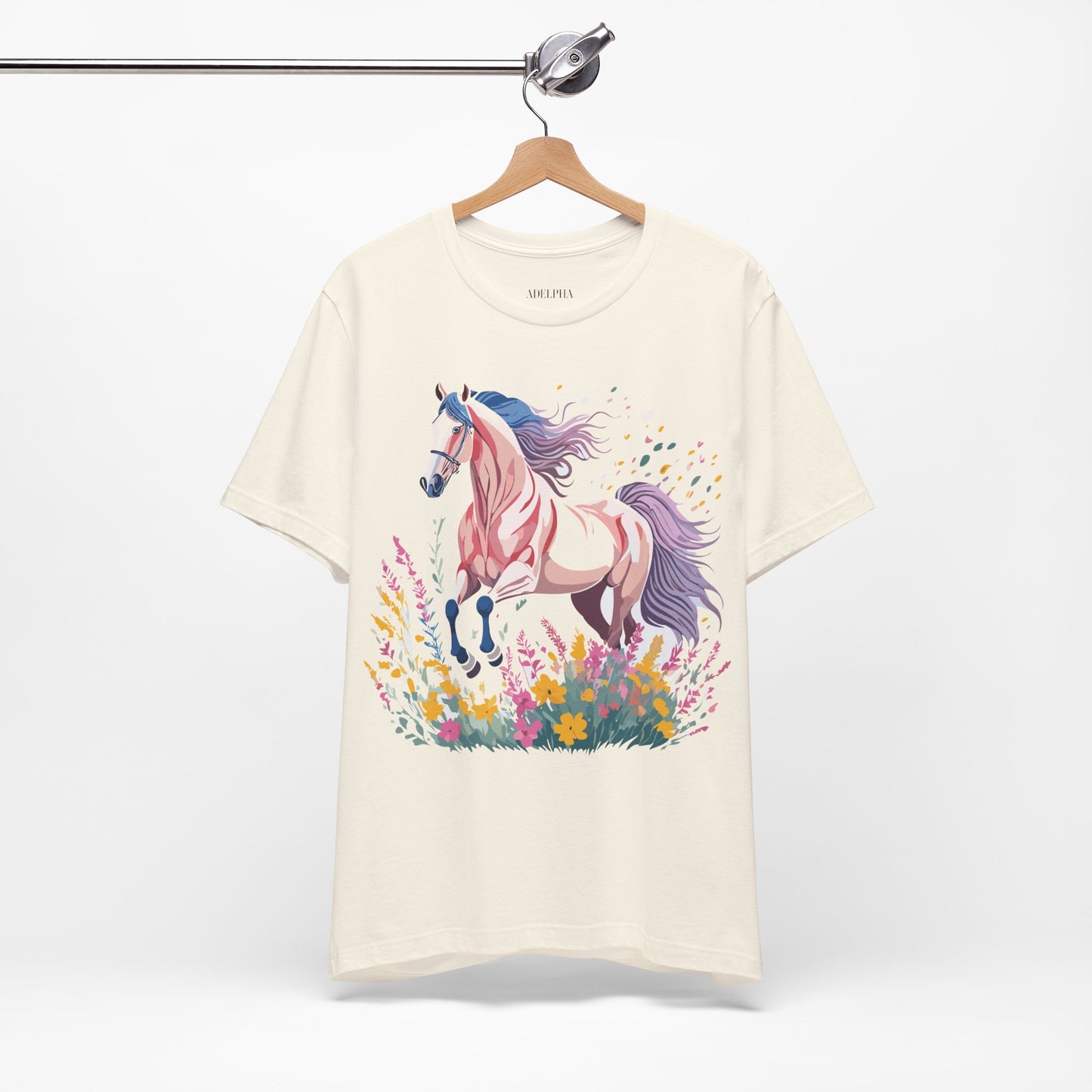 Natural Cotton Tee Shirt with Horse